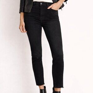 AllSaints Grace Black Raw Hem Skinny Jeans Size 28 Cropped Ankle